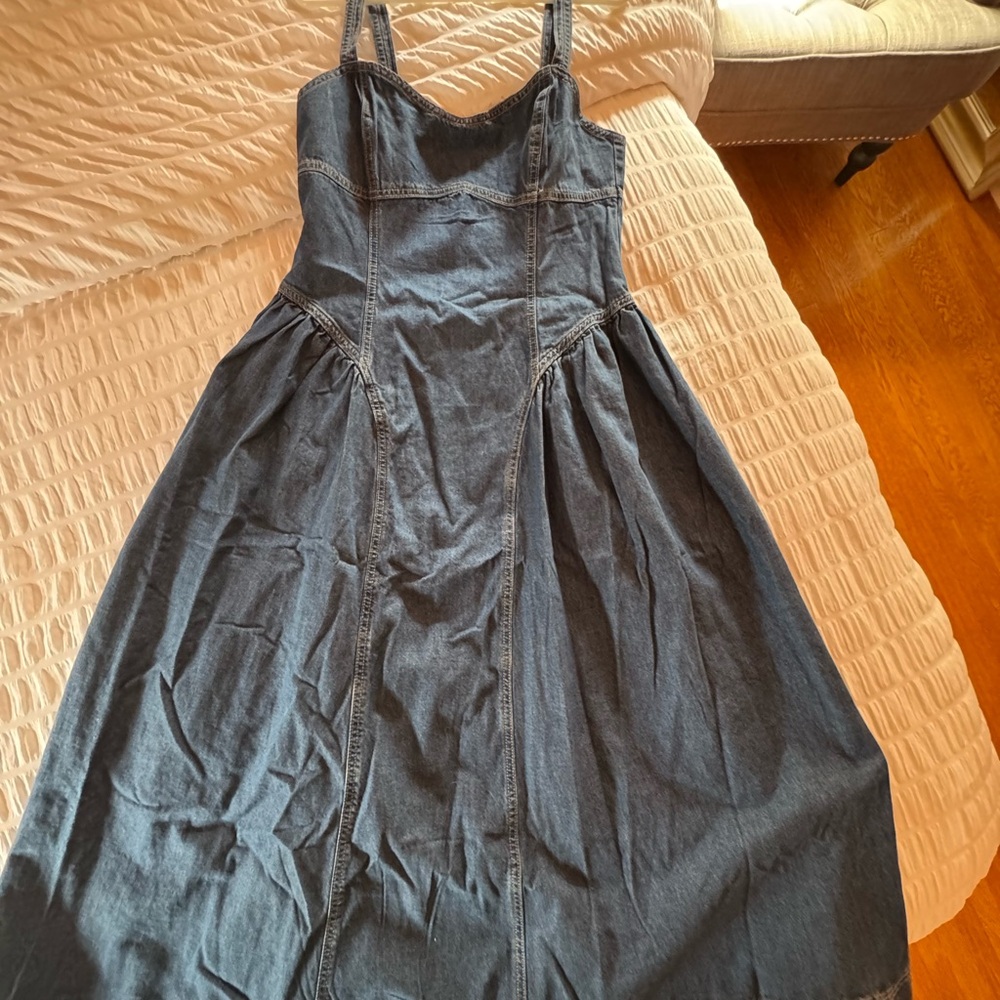 H&M Dark Blue Denim Midi Dress
